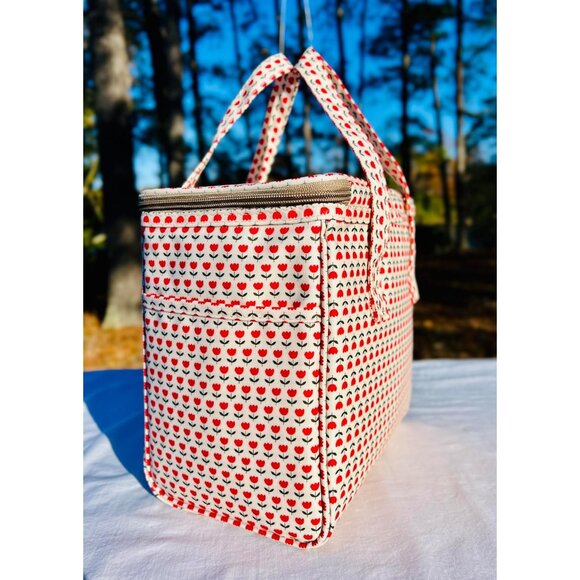 Floral Insulated Lunch Bag for Women,Reusable Lunch Box,Large Cooler for Office, - Picture 4 of 8